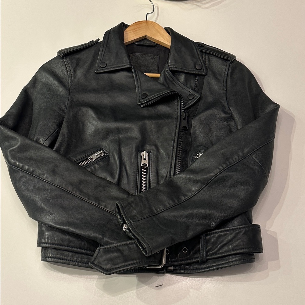All Saints Wyatt Zip Biker Jacket Size US 2 UK 6 EU 34 - Picture 2 of 8